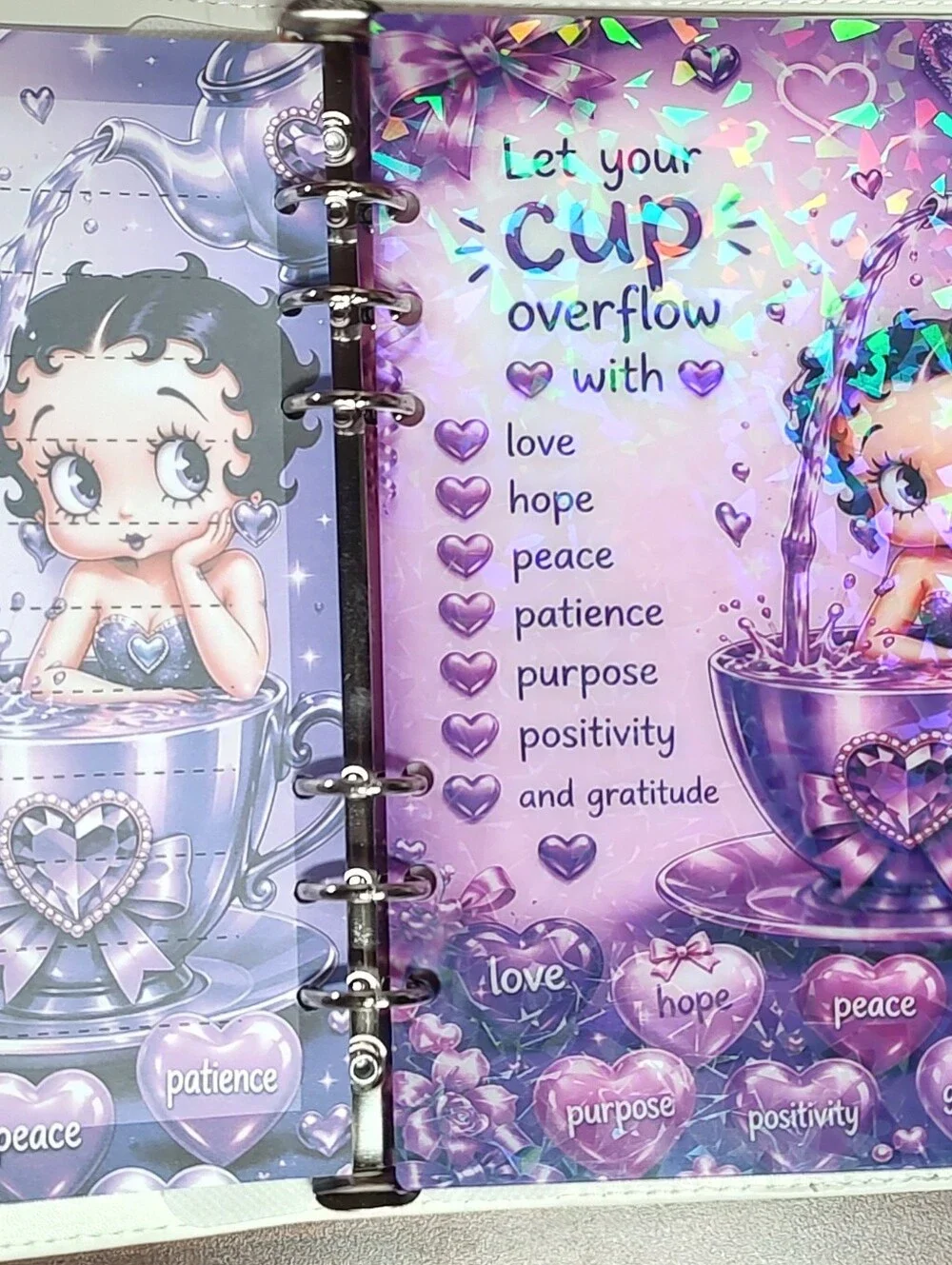 New! A5 Betty Boop Binder Notebook, Paper, Divider, Planner Paper Set